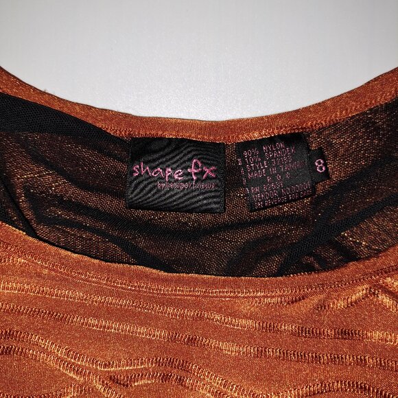 Shape FX Women’s Size 8 Orange Textured Maxi Dress w/ Side Slit–Sleek & Stylish - Picture 4 of 5